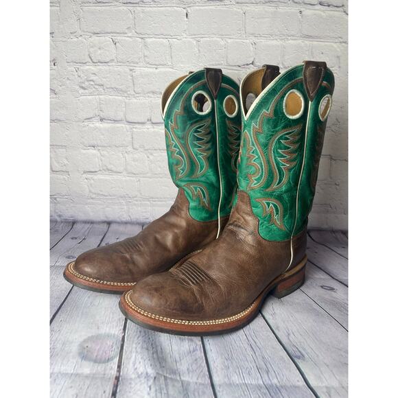 Justin Mens Bent Rail Boot America Cow Foot Double Stitched Wide Round Toe 9 - Picture 8 of 10